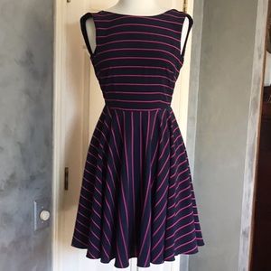 Cremieux Size 2 Navy & Pink Fit and Flare sleeveless dress